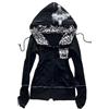 ORANDESIGNE Felpa con Cappuccio e Zip da Donna in Stile Vintage Anni 2000 Felpa Grunge per Ragazze Adolescenti Cappotto Lungo Aderente con Collo in Pelliccia Sintetica F Nero XS