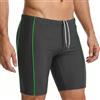 MANA MANA Costume Uomo Piscina Lungo Jammer, Costume da Nuoto Uomo Aderente Asciugatura Rapida, Resistente al Cloro, Protezione UV, Vita Elastica con Coulisse, Nero/Verde, Taglia 3XL