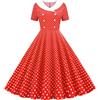 YOSUWOAI Abito da donna a maniche corte, stile rockabilly, stile vintage anni '50, a pois, elegante, con scollo a V, abito da coctail, elasticizzato, anni '50