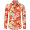 YOSUWOAI Camicia da uomo Hippies 70 floreale retrò a maniche lunghe anni '70, vestibilità stretta, per il tempo libero, per carnevale, feste a tema, O Anguria Rosso, 4XL
