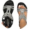 Generico Sandali Donna Estive - Eleganti Sandali Gioiello Comode Bassi Sandalo con Strass Bohemia Flip Flops Mare Ciabatte Open Toe Tacco Basso Sandalo