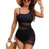 VIMPUNEC Donne Sexy One Piece Nuoto Abito Controllo Pancia Costumi da Bagno Una Spalla Mesh Costume da Bagno Gonne