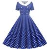 YOSUWOAI Abito da donna a maniche corte, stile rockabilly, stile vintage anni '50, a pois, elegante, con scollo a V, abito da coctail, elasticizzato, anni '50