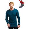 Merino.tech Maglia Termica Merino Lana Uomo Maniche Lunghe + Calzini | Maglione Intimo Leggero, Medio, Pesante Traspirante, Drenante, Anti-Odore, Non Pizzica per Trekking, Sci, Outdoor
