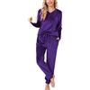 Vlazom Pigiama Donna Flanella Pigiami Due Pezzi A Maniche Lunghe Invernali | Flanella Morbida e Calda, Tasca Petto Pratica, Scollo a V Elegante, Disponibile in Più Colori Tinta Unita