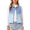 Allegra K Donna Gilet in Denim Lavato senza Maniche Giacca Jean