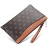 Hemasa Portafogli lunghi da uomo in pelle PU vintage pochette per cellulare borsa multifunzionale borsa a busta di grande capacità marrone scuro, Marrone scuro, 26 cm