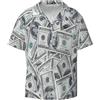 EdsfFehs Camicia da uomo a maniche corte casual con stampa divertente dollari con tasca frontale, leggera e traspirante