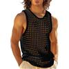 DUOYIJIN Canottiera da uomo in maglia, senza maniche, trasparente, casual, con motivo traforato, a rete, all'uncinetto, estiva, da spiaggia, traspirante, vestibilità larga, per allenamento, palestra, discoteca