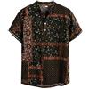 Xmiral Camicia Camicetta Uomo Etnico Manica Corta Casual Lino Cotone Stampa Hawaiana (M,12Verde)