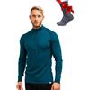 Merino.tech Maglione Lana Merino Uomo Mezza Zip - Intimo Termico Lana Merino Leggero, Medio, Pesante e Calzini (X-Large, 250 Deep Teal)