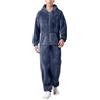 Genérico Tuta in lana da uomo pigiama caldo invernale tuta in pile Teddy un pezzo pigiama in peluche con cerniera con tasche antivento, blu scuro, M