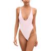 SHEKINI Costume da Bagno Donna Intero Profondo Scollo a V Backless High Cut Perizoma Monokini Un Pezzo Brasiliana Spiaggia Beachwear(M, Rosa)