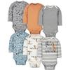 Gerber Baby Boys, confezione da 6 tutine a maniche lunghe e set di magliette per bambini, blu giungla, 0-3 mesi