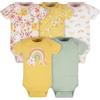 Gerber Baby Girls Confezione da 5 tutine a maniche corte Variety Body, Dorato Floreale, 0-3 Mesi