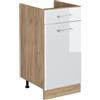 Vicco Mobiletto base cucina R-Line, Bianco lucido/Rovere dorato 40 cm