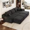 Kuczn Divano angolare modulare a 3 posti in morbido tessuto a coste Boneless e divano letto comprimibile, divano con funzione sonno, design ad angolo profondo, senza montaggio, per soggiorno e camera da