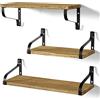 Love-KANKEI Mensola da parete in legno, per libri, da parete, set da 3 pezzi, lunghezza 43/35,5/29 cm, larghezza 15 cm, per cucina, camera dei bambini, soggiorno, bagno