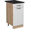Vicco Mobiletto base cucina R-Line, Bianco country/Rovere dorato 40 cm | Frontale in MDF · + Piano di lavoro · Piedini regolabili in altezza · 1 Anta · Liberamente combinabile