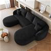 Kuczn Divano angolare modulare a 3 posti in morbida ciniglia senza osso, divano letto comprimibile, divano con funzione sonno, design ad angolo profondo, senza montaggio, per soggiorno e camera da
