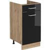 Vicco Mobiletto base cucina R-Line, Nero lucido/Rovere dorato 40 cm