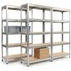 Lemag srl Lemag Set 3 Scaffali Metallo 5 Ripiani 90x40x180h cm - Portata 875 kg Ciascuno, Carico Pesante - Scaffalatura Zincata Heavy Duty Montaggio a Incastro Senza Bulloni per Garage Magazzino Cantina