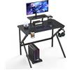 OXFENSEE Scrivania Gaming, Tavolo da Gioco Ergonomico, Scrivanie per Computer con Portabicchieri, Gancio per Cuffie e Supporto ad Altezza Staccabile (100x55x75cm, Nero)