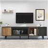 luckdect Mobile TV, supporto TV, 2 ante e 1 anta a battente, 2 ripiani aperti, lunghezza 200 cm, mobile TV da soggiorno, armadio basso soggiorno interno per TV fino a 90 pollici