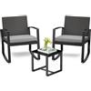 Bealife Set Giardino，Salottino da Esterno，Set di Mobili da Balcone in Rattan, ，Set da Balcone 3 Pezzi per Portici, Cortili, Terrazzi, Balconi, Bordo Piscina (Grigio)
