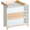 ATB - Comò Bianco Con Fasciatoio Removibile - Naturale Frassino - MDF Di Alta Qualità - Cassetti Silenziosi - Mobile Per Neonati - Design Moderno - Arredamento Cameretta - Finitura Resistente - Facile