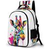 WECECE Zaino Scuola Giraffe Pattern Studenti 8 Anni Borsa Scolastica Animal Motif Bambini Elementare Cartella per Studenti Leggero Durable Scuola e Tempo Libero Backpack