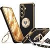 XYZ Cover per Samsung Galaxy S26 Plus con Cordino, Nero | Custodia con Doppio Anello a Forma di Cuore e Supporto - Custodia Protettiva Lussuosa per Ragazze e Donne