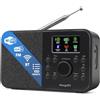 MangoKit SR-L Radio DAB portatile con Bluetooth - DAB/DAB+, radio FM e Internet, 150 preset, radiosveglia, radio da cucina compatta con schermo a colori, rete o batterie - nero