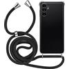 MyGadget Cover per Samsung Galaxy A13 5G | A04s - Custodia con Corda - Case con Cordino Trasparente Antiurto | Bumper con Laccio | Tracolla - Practical Stylish - Nero