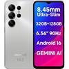 DOOGEENEXT NOTE 56X PRO Smartphone Android 16 Sbloccato, 8,45mm Ultra Sottile e Leggero, 32GB+128GB, 6,56 90Hz, Telefono 4G, Fotocamera 13MP+8MP, Batteria 6150 mAh, Dual SIM, GEMINI AI NFC, GPS Grigio