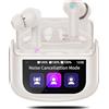 QXUFV AI Cuffie Traduzione 4-in-1 Auricolari Cuffiette Traduttore Istantaneo Vocale in 164 Lingue Cancellazione Rumore ANC/ENC 7 Modalità Traduzione Schermo Tattile LED Musica/Chiamate/Traduttore (Anacardo)