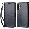 KENHONER Custodia per Samsung Galaxy A25 5G Cover, Nero | Portafoglio in Pelle PU Retro, Antiurto Flip, Slot per Schede, Funzione Stand, Chiusura Magnetica