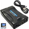 Rqkagf Convertitore SCART a HDMI 720p/1080p, Adattatore SCART a HDMI Upscale per DVD, STB, Sky e altri dispositivi con uscita SCART, Display su HDTV o proiettore, Plug & Play, compatibile