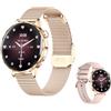 LONGLU Smartwatch da donna con funzione telefono, display da 1,27 pollici, cinturino in metallo e cinturino in silicone, frequenza cardiaca/SpO2/pressione sanguigna/monitoraggio del sonno, monitoraggio del