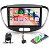 Hodozzy Autoradio per Hyundai I10 2007-2013 con Wireless Carplay Android Auto, Touchscreen da 9 pollici con Bluetooth/RDS FM/Youbube/V-Link/GPS/USB/SWC+Telecamera Posteriore