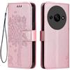 Topme Custodia in Pelle per Redmi A3 / Redmi A3X / POCO C61 (6.71 Inches), [ Cover per Telefono in Stile Gatto e Albero] - Oro rosa