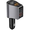 Thryvix Caricatore Auto USB C, Accendisigari USB 4 Porte, Adattatore 4 In 1 12V 24V, PD QC Ricarica Rapida, Voltmetro LED, per Telefono, Tablet, GPS, Dashcam e Accessori Auto