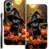 WUACYEAMING Custodia Compatibile con Oppo A6m,con Slot Carte PU Pelle Portafoglio Libro Case Antiurto Bumper Motivo Magnetica Flip Protettiva Resistente Gatto di zucca
