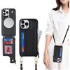 SailorTech Custodia per iPhone 12 con porta carte di credito magsafe, custodia in pelle per iPhone 12 Pro da uomo a tracolla con cerniera sicura custodia antiurto per le donne - nero