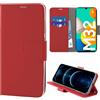 N NEWTOP Cover Compatibile con SAMSUNG GALAXY M32 4G, HQ Lateral Custodia Libro Flip Chiusura Magnetica Portafoglio Simil Pelle Stand Protezione Completa Case TPU Anti Urto Guscio (Rosso)