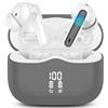 xinwld Cuffie Bluetooth 5.4 In Ear, Auricolari Bluetooth 3D Bass Stereo con 4 Mics ENC Cancellazione Rumore, 40 Ore Cuffie Wireless LED USB-C, IP7 Impermeabili Cuffiette Senza Fili per iOS Android, Grigio