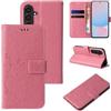LBH Custodia per cellulare per Samsung Galaxy A57 5G, con farfalle e fiori, funzione leggio, magnetica, protezione completa a 360°, colore oro rosa