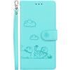BORYA Custodia per Xiaomi Redmi Note 13 Pro+ 5G/Plus 5G, Pelle PU Portafoglio con Blocco RFID, Slot per Schede, Flip con Supporto, Gattino Carino Antiurto Cover - Verde