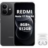 XIAOMI Redmi Note 17 Pro 5G,Smartphone 8G+512GB,6.83 1.5K AMOLED display,120Hz,8340mAh Silicon-Carbon Battery,50MP Main Camera,67W HyperCharge,Nero,incluso auricolari smart incluso Bianco