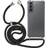 MyGadget Cover per Samsung Galaxy S21 PLUS 5G - Custodia con Corda - Case con Cordino Trasparente Antiurto con Laccio | Tracolla - Practical Stylish - Nero